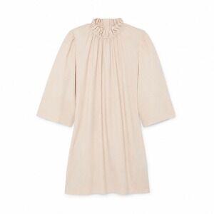 G. Label Block Ruffle-Collar Minidress Women 2 Beige Linen Blend Shift Coastal